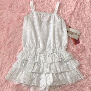 Kate Mack White Eyelet Romper NWT